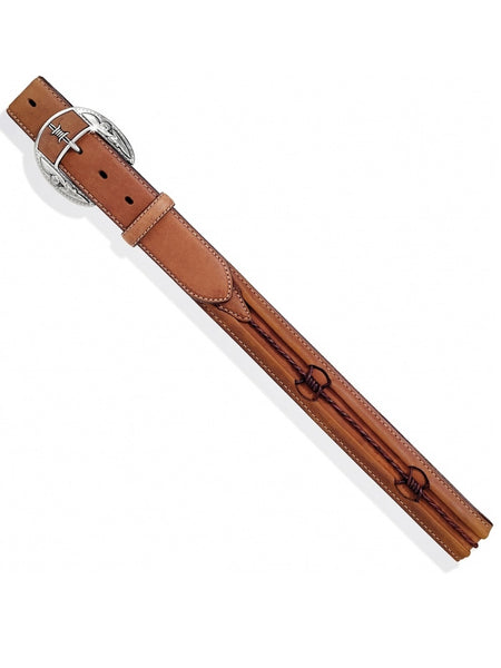 Justin C10817 Mens Fenced In Belt Dark Brown view from above. If you need any assistance with this item or the purchase of this item please call us at five six one seven four eight eight eight zero one Monday through Saturday 10:00a.m EST to 8:00 p.m EST