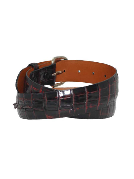 Lucchese B1456 Alligator USA Made Hornback Caiman Leather Belts Black back view. If you need any assistance with this item or the purchase of this item please call us at five six one seven four eight eight eight zero one Monday through Saturday 10:00a.m EST to 8:00 p.m EST
