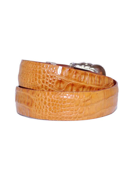 Lucchese B1603 Alligator Classics USA Made Hornback Caiman Leather Belts Tan back view. If you need any assistance with this item or the purchase of this item please call us at five six one seven four eight eight eight zero one Monday through Saturday 10:00a.m EST to 8:00 p.m EST