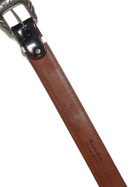 Lucchese W2211 Classics USA Made Ranch Hand Western Belts Black Cherry close up. If you need any assistance with this item or the purchase of this item please call us at five six one seven four eight eight eight zero one Monday through Saturday 10:00a.m EST to 8:00 p.m EST