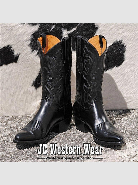 Lucchese G9602.24 Mens Classics Buffalo Skin Boots Black side / front view pair. If you need any assistance with this item or the purchase of this item please call us at five six one seven four eight eight eight zero one Monday through Saturday 10:00a.m EST to 8:00 p.m EST
