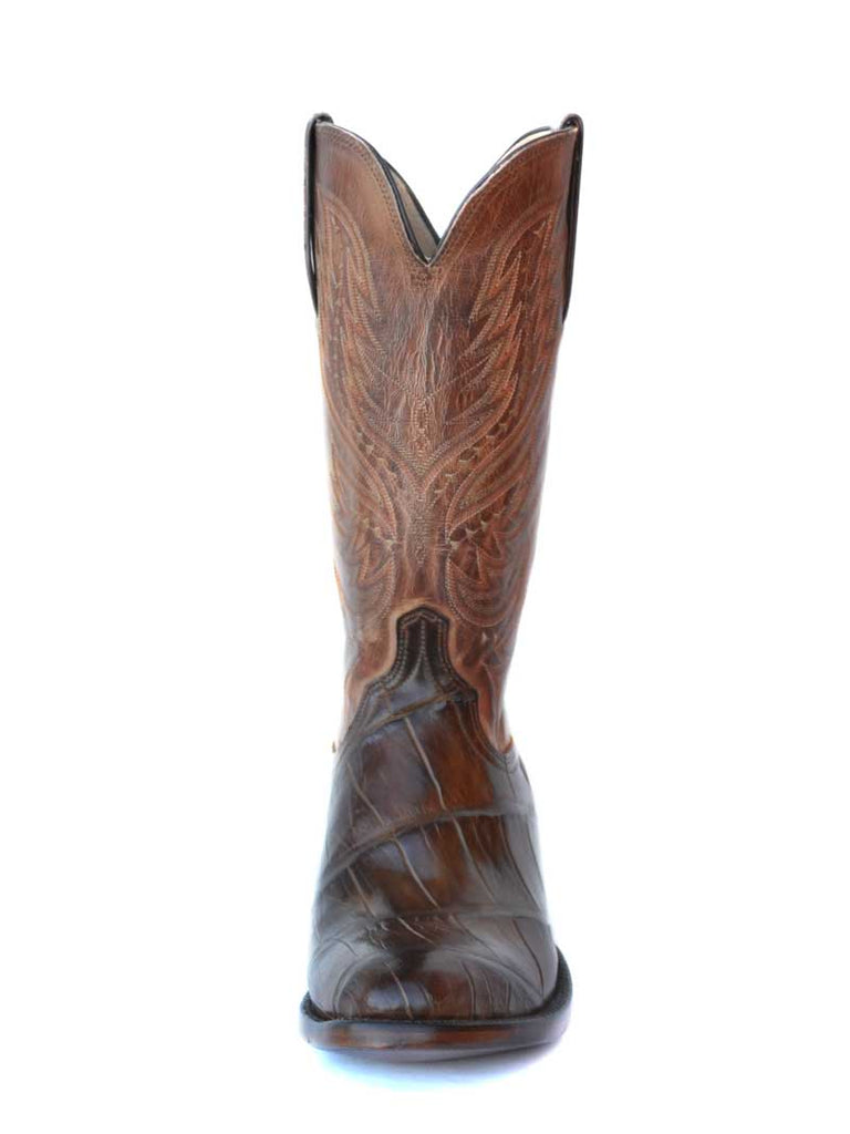 Lucchese HL1027.64 Mens Giant Alligator Tan Goat Cowboy Boots Brown side / front view. If you need any assistance with this item or the purchase of this item please call us at five six one seven four eight eight eight zero one Monday through Saturday 10:00a.m EST to 8:00 p.m EST