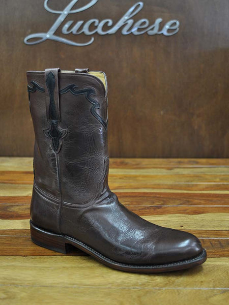 Lucchese L3555.RR Florence Buffalo Roper Boot Whiskey Burnished side view. If you need any assistance with this item or the purchase of this item please call us at five six one seven four eight eight eight zero one Monday through Saturday 10:00a.m EST to 8:00 p.m EST