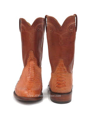 Lucchese GD9320.RR Mens Ostrich Leg Cowboy Boots Burnished Cognac side and back view pair. If you need any assistance with this item or the purchase of this item please call us at five six one seven four eight eight eight zero one Monday through Saturday 10:00a.m EST to 8:00 p.m EST