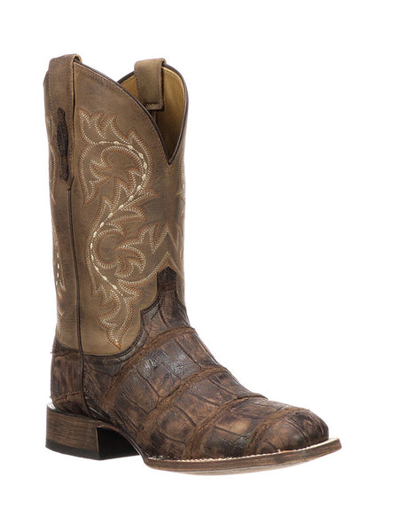 Lucchese M4343 Mens Malcolm Giant Gator Square Toe Boot Chocolate side / front view. If you need any assistance with this item or the purchase of this item please call us at five six one seven four eight eight eight zero one Monday through Saturday 10:00a.m EST to 8:00 p.m EST