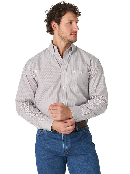 Wrangler MGSE839 George Strait LS Button Down Western Shirt Brown Front view. If you need any assistance with this item or the purchase of this item please call us at five six one seven four eight eight eight zero one Monday through Saturday 10:00a.m EST to 8:00 p.m EST
