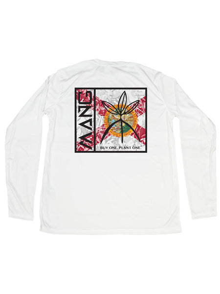 MANG MP1016LS Mens Florida Long Sleeve Performance Tee White back VIEW. If you need any assistance with this item or the purchase of this item please call us at five six one seven four eight eight eight zero one Monday through Saturday 10:00a.m EST to 8:00 p.m EST
