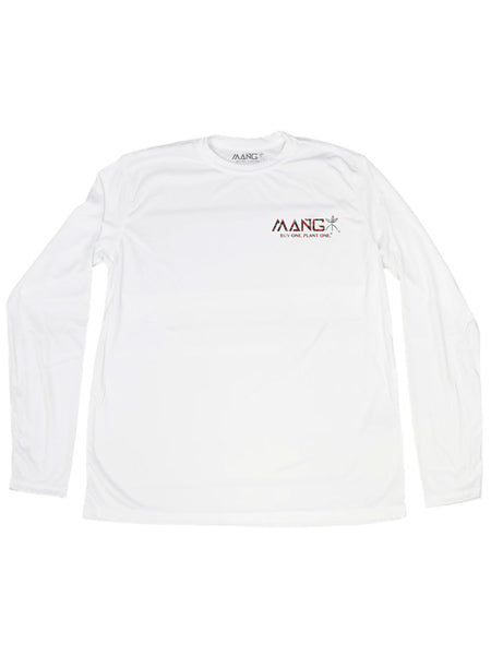 MANG MP1148LS Mens Grouper Moon Long Sleeve Performance Tee White front view. If you need any assistance with this item or the purchase of this item please call us at five six one seven four eight eight eight zero one Monday through Saturday 10:00a.m EST to 8:00 p.m EST