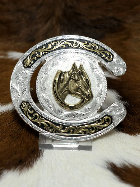 Montana Silversmiths 61375-642 Horse Head in Horseshoe Buckle 