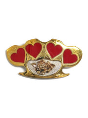 Colorado Silver Star 0-KNUCK Hearts & Rose Knuckle Western Belt Buckle Brass front view. If you need any assistance with this item or the purchase of this item please call us at five six one seven four eight eight eight zero one Monday through Saturday 10:00a.m EST to 8:00 p.m EST