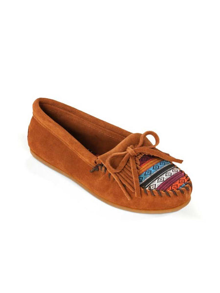 Minnetonka 402K Womens Fabric Kilty Moc Arizona Brown - CLOSE OUT