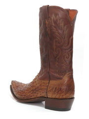 Lucchese N1062.54 Mens Pin Ostrich Cowboy Boots Barnwood Burnished side / back view. If you need any assistance with this item or the purchase of this item please call us at five six one seven four eight eight eight zero one Monday through Saturday 10:00a.m EST to 8:00 p.m EST