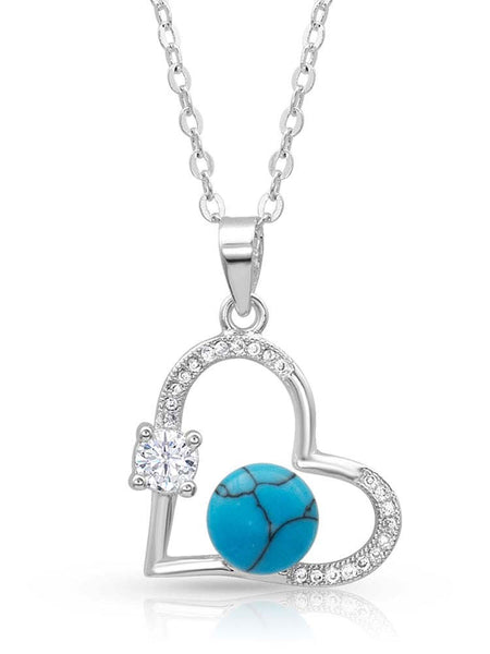 Montana Silversmiths NC4501 Open Heart Turquoise Pearl Necklace Front view. If you need any assistance with this item or the purchase of this item please call us at five six one seven four eight eight eight zero one Monday through Saturday 10:00a.m EST to 8:00 p.m EST