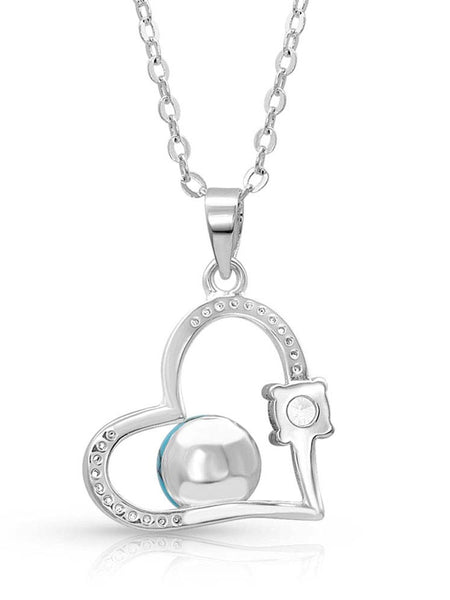 Montana Silversmiths NC4501 Open Heart Turquoise Pearl Necklace Back View. If you need any assistance with this item or the purchase of this item please call us at five six one seven four eight eight eight zero one Monday through Saturday 10:00a.m EST to 8:00 p.m EST