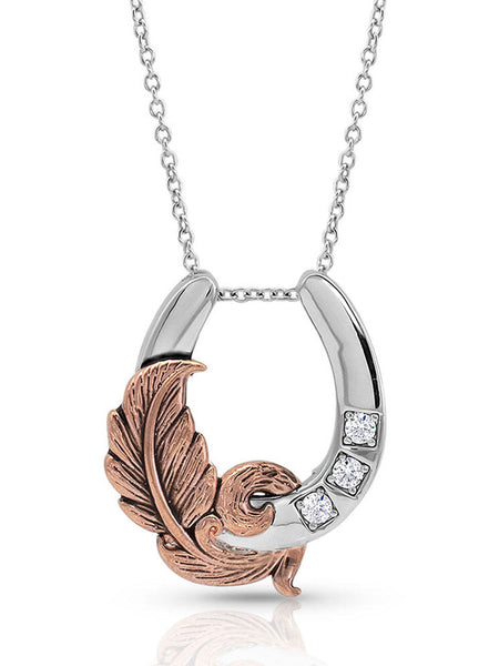 Montana Silversmiths NC4621 Natural Luck Horseshoe Necklace front view. If you need any assistance with this item or the purchase of this item please call us at five six one seven four eight eight eight zero one Monday through Saturday 10:00a.m EST to 8:00 p.m EST