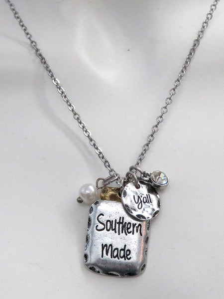 Southern Made Y'all NC6101 Western Charm Necklace  front view. If you need any assistance with this item or the purchase of this item please call us at five six one seven four eight eight eight zero one Monday through Saturday 10:00a.m EST to 8:00 p.m EST