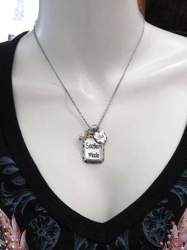 Southern Made Y'all NC6101 Western Charm Necklace  front view. If you need any assistance with this item or the purchase of this item please call us at five six one seven four eight eight eight zero one Monday through Saturday 10:00a.m EST to 8:00 p.m EST