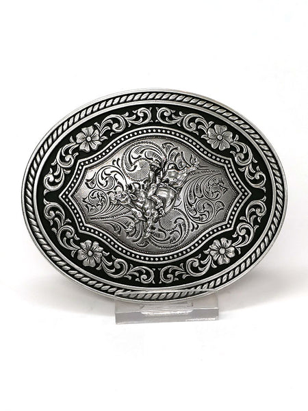 Nocona 37710 Oval Rope Edge Scroll Bull Rider Motif Buckle Front