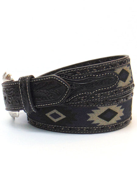 Nocona N210002706 Mens Southwest Fabric Western Belt Buck Lace Grey side view. If you need any assistance with this item or the purchase of this item please call us at five six one seven four eight eight eight zero one Monday through Saturday 10:00a.m EST to 8:00 p.m EST