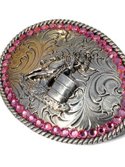 Nocona 37380 Kids Barrel Racer Buckle Silver close up. If you need any assistance with this item or the purchase of this item please call us at five six one seven four eight eight eight zero one Monday through Saturday 10:00a.m EST to 8:00 p.m EST