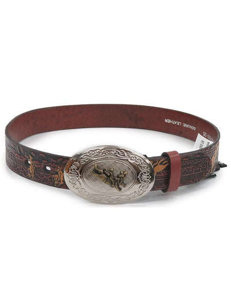 Nocona N4422002 Kids Rodeo Printed Brown Leather Belt  front view. If you need any assistance with this item or the purchase of this item please call us at five six one seven four eight eight eight zero one Monday through Saturday 10:00a.m EST to 8:00 p.m EST