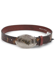 Nocona N4422002 Kids Rodeo Printed Brown Leather Belt  front view. If you need any assistance with this item or the purchase of this item please call us at five six one seven four eight eight eight zero one Monday through Saturday 10:00a.m EST to 8:00 p.m EST