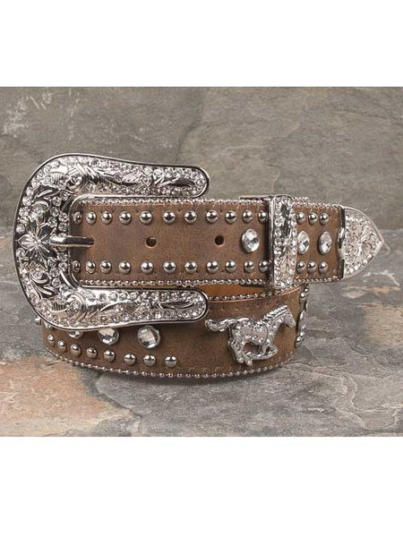 Girls Western Belt 26 inches genuine leather, lace and bling