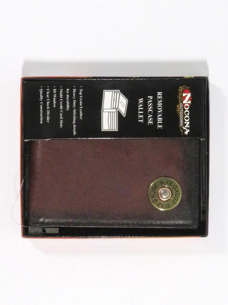 Nocona N5429802 Mens 12 Gauge Outdoor Bi-Fold Leather Wallet Brown in box. If you need any assistance with this item or the purchase of this item please call us at five six one seven four eight eight eight zero one Monday through Saturday 10:00a.m EST to 8:00 p.m EST