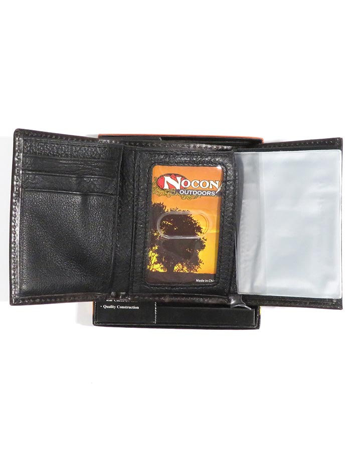 Nocona N5429902 Mens 12 Gauge Outdoor TriFold Leather Wallet Brown front view. If you need any assistance with this item or the purchase of this item please call us at five six one seven four eight eight eight zero one Monday through Saturday 10:00a.m EST to 8:00 p.m EST