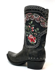 Old Gringo YL472-1 Womens Juliet Floral Embroidery Western Boots Black back. If you need any assistance with this item or the purchase of this item please call us at five six one seven four eight eight eight zero one Monday through Saturday 10:00a.m EST to 8:00 p.m EST