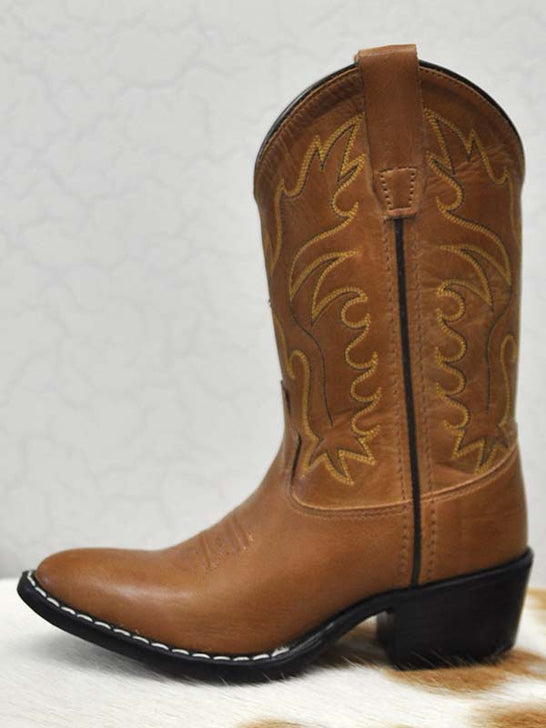 Old West 8129 CCY8129G Kids Western Boot Tan Distressed side view