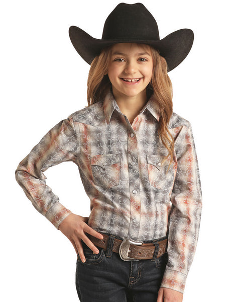 Panhandle R6S2520 Kids Plaid with Paisley Overprint Snap Shirt Grey. If you need any assistance with this item or the purchase of this item please call us at five six one seven four eight eight eight zero one Monday through Saturday 10:00a.m EST to 8:00 p.m EST