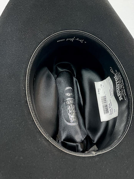 Resistol RFBLKR-524207 BLACK ROCK George Strait Collection Felt Hat Black  inside view. If you need any assistance with this item or the purchase of this item please call us at five six one seven four eight eight eight zero one Monday through Saturday 10:00a.m EST to 8:00 p.m EST