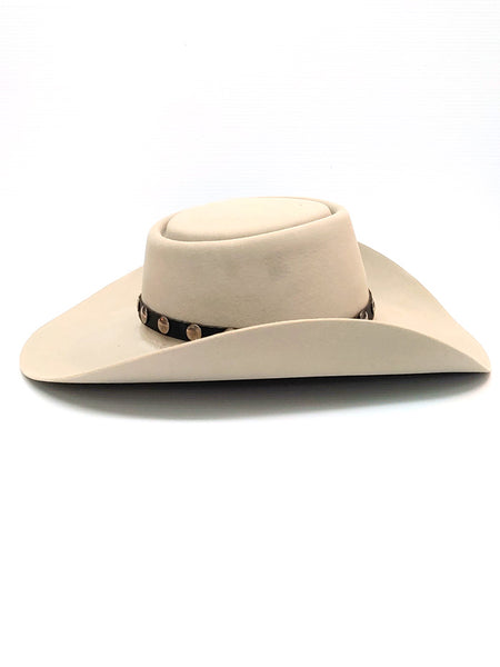 Resistol RFBFRV-4640 Mens Buffalo River 6x Felt Cowboy Hat Silverbelly side view. If you need any assistance with this item or the purchase of this item please call us at five six one seven four eight eight eight zero one Monday through Saturday 10:00a.m EST to 8:00 p.m EST