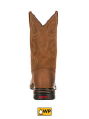 Rocky 2733 Mens Original Ride Branson Roper Waterproof Western Boots Aztec Crazy Horse back view. If you need any assistance with this item or the purchase of this item please call us at five six one seven four eight eight eight zero one Monday through Saturday 10:00a.m EST to 8:00 p.m EST