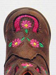 Roper 09-016-1903-2171 Infants Floral Embroidery Lucky Horseshoe Cowbabies Boots Brown tow view. If you need any assistance with this item or the purchase of this item please call us at five six one seven four eight eight eight zero one Monday through Saturday 10:00a.m EST to 8:00 p.m EST
