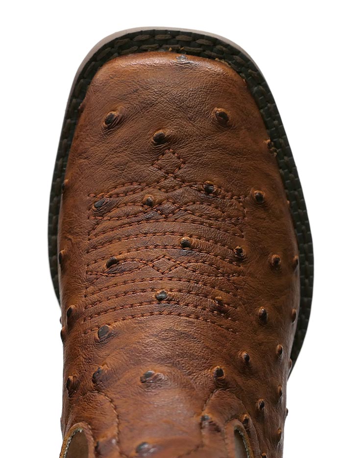 Roper 0807TA Kids BUMPS Ostrich Print Square Toe Western Boot Tan side and back view. If you need any assistance with this item or the purchase of this item please call us at five six one seven four eight eight eight zero one Monday through Saturday 10:00a.m EST to 8:00 p.m EST