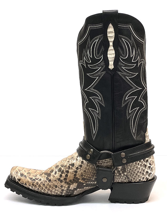 Roper 09-020-7758-8172 Mens Bandit Harness Square Toe Python Boots White pair front and back. If you need any assistance with this item or the purchase of this item please call us at five six one seven four eight eight eight zero one Monday through Saturday 10:00a.m EST to 8:00 p.m EST