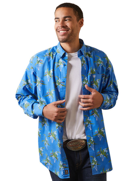 Ariat 10043790 Mens Logan Classic long Sleeve Shirt Neoprene Blue front view. If you need any assistance with this item or the purchase of this item please call us at five six one seven four eight eight eight zero one Monday through Saturday 10:00a.m EST to 8:00 p.m EST