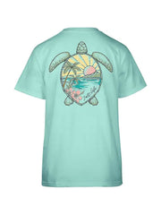 Salt Life SLJ10649 Unisex Turtle Sunsets Short Sleeve Tee Aruba Blue back view. If you need any assistance with this item or the purchase of this item please call us at five six one seven four eight eight eight zero one Monday through Saturday 10:00a.m EST to 8:00 p.m EST