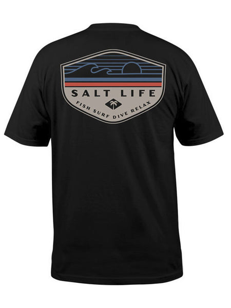 SLM10834-BLACK Salt Life SLM10834 Mens The Flash Short Sleeve Pocket Tee Black