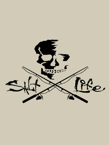 Salt Life SAD934 SKULL AND POLES Decal Sticker BLACK