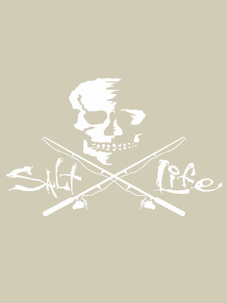 Salt Life SAD934 SKULL AND POLES Decal Sticker WHITE