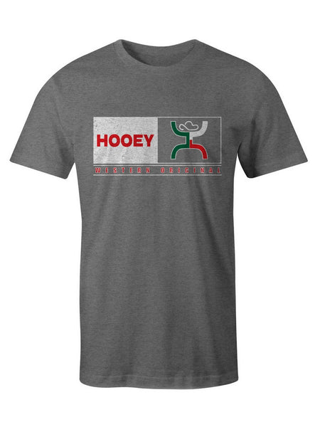 Hooey HT1553GY Mens Match Crew Neck Short Sleeve Logo T-Shirt Grey front view. If you need any assistance with this item or the purchase of this item please call us at five six one seven four eight eight eight zero one Monday through Saturday 10:00a.m EST to 8:00 p.m EST