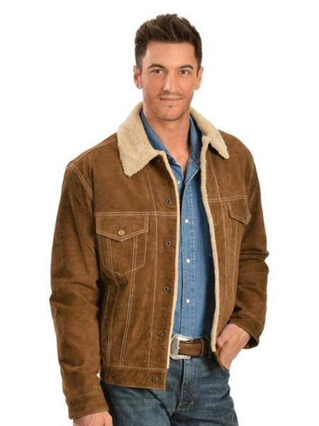 Scully 113-125 Mens Sherpa Lined Boar Suede Western Jacket Cafe