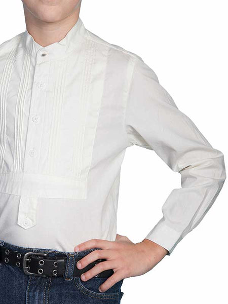 Scully RW032K-IVO Kids Tuxedo Front Shirt Ivory front view close up. If you need any assistance with this item or the purchase of this item please call us at five six one seven four eight eight eight zero one Monday through Saturday 10:00a.m EST to 8:00 p.m EST