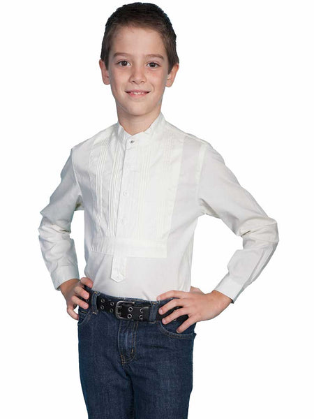 Scully RW032K-IVO Kids Tuxedo Front Shirt Ivory front view. If you need any assistance with this item or the purchase of this item please call us at five six one seven four eight eight eight zero one Monday through Saturday 10:00a.m EST to 8:00 p.m EST