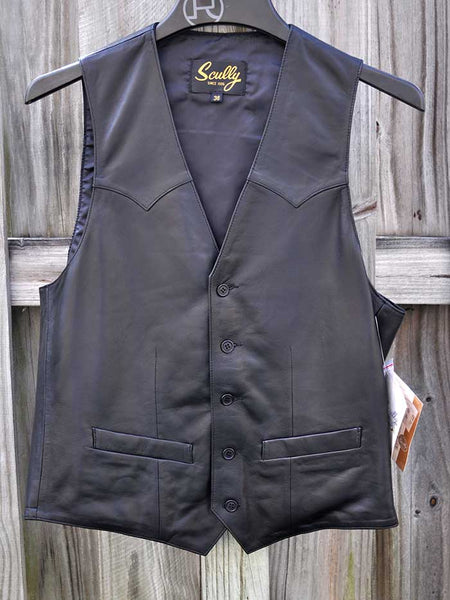 Scully 503-11 Mens Lambskin Button Front Vest Black Lamb