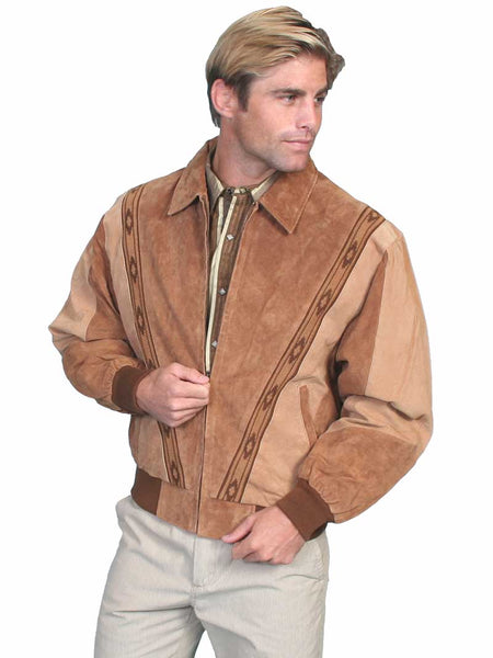 Scully 62-174 Mens Boar Suede Rodeo Leather Jacket Cafe Brown Camel front view. If you need any assistance with this item or the purchase of this item please call us at five six one seven four eight eight eight zero one Monday through Saturday 10:00a.m EST to 8:00 p.m EST