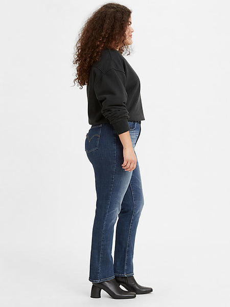 Levi's 39250-0030 Womens Classic Straight Jean Lapis Maui Waterfall side view. If you need any assistance with this item or the purchase of this item please call us at five six one seven four eight eight eight zero one Monday through Saturday 10:00a.m EST to 8:00 p.m EST